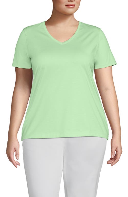 Lands' End Plus Size Relaxed Supima Cotton V-neck T-shirt In Icy Mint Green