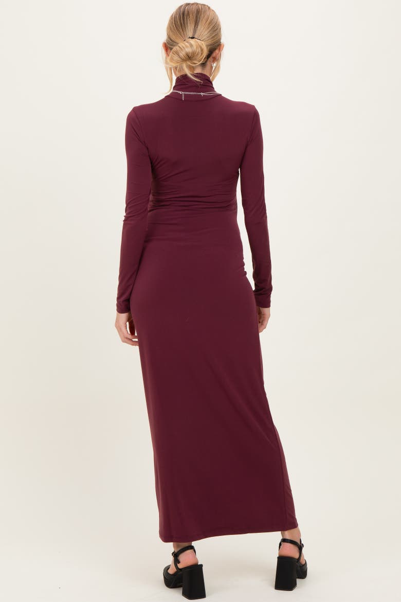 Turtleneck Long Sleeve Maxi Dress, Alternate, color, Burgundy