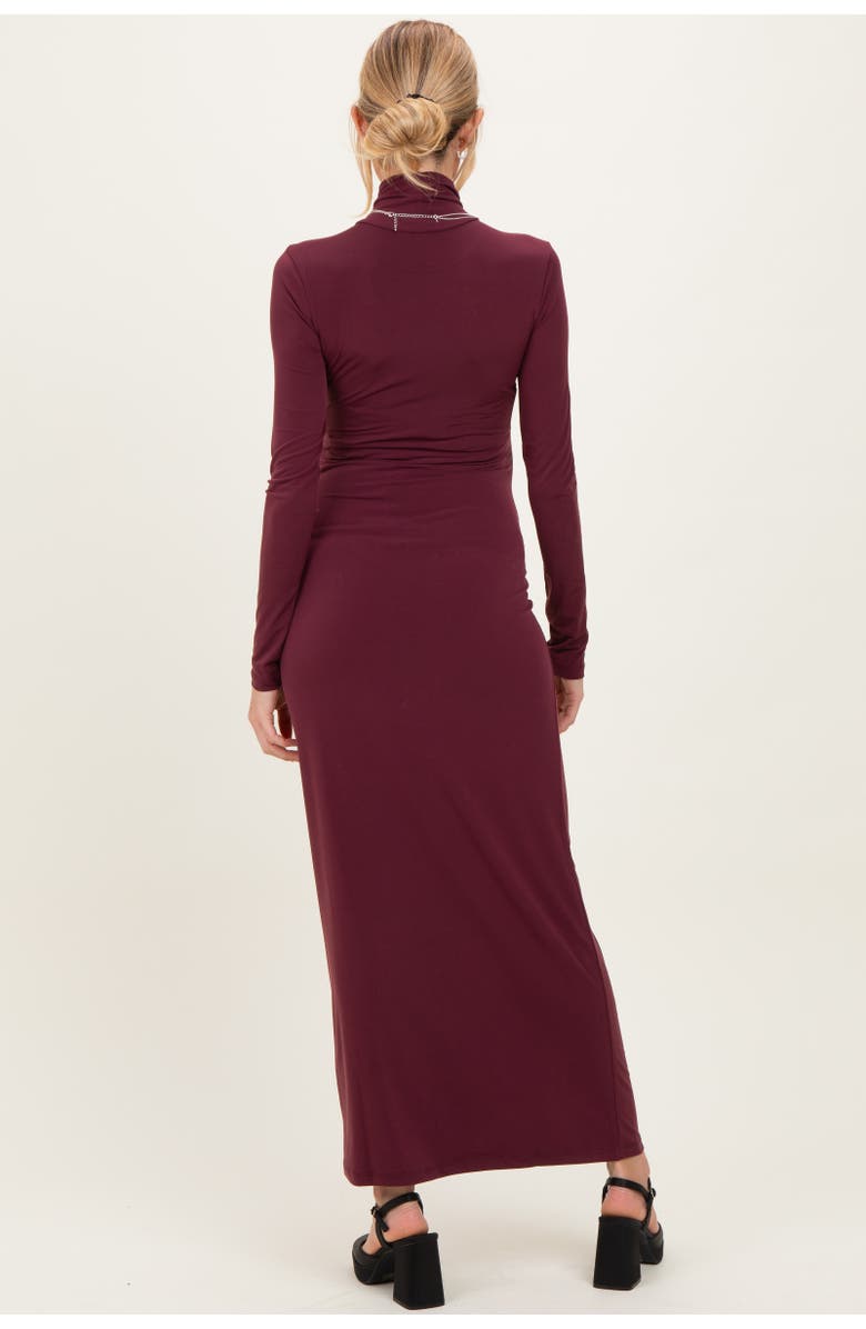 PinkBlush Turtleneck Long Sleeve Maxi Dress, Alternate, color, Burgundy