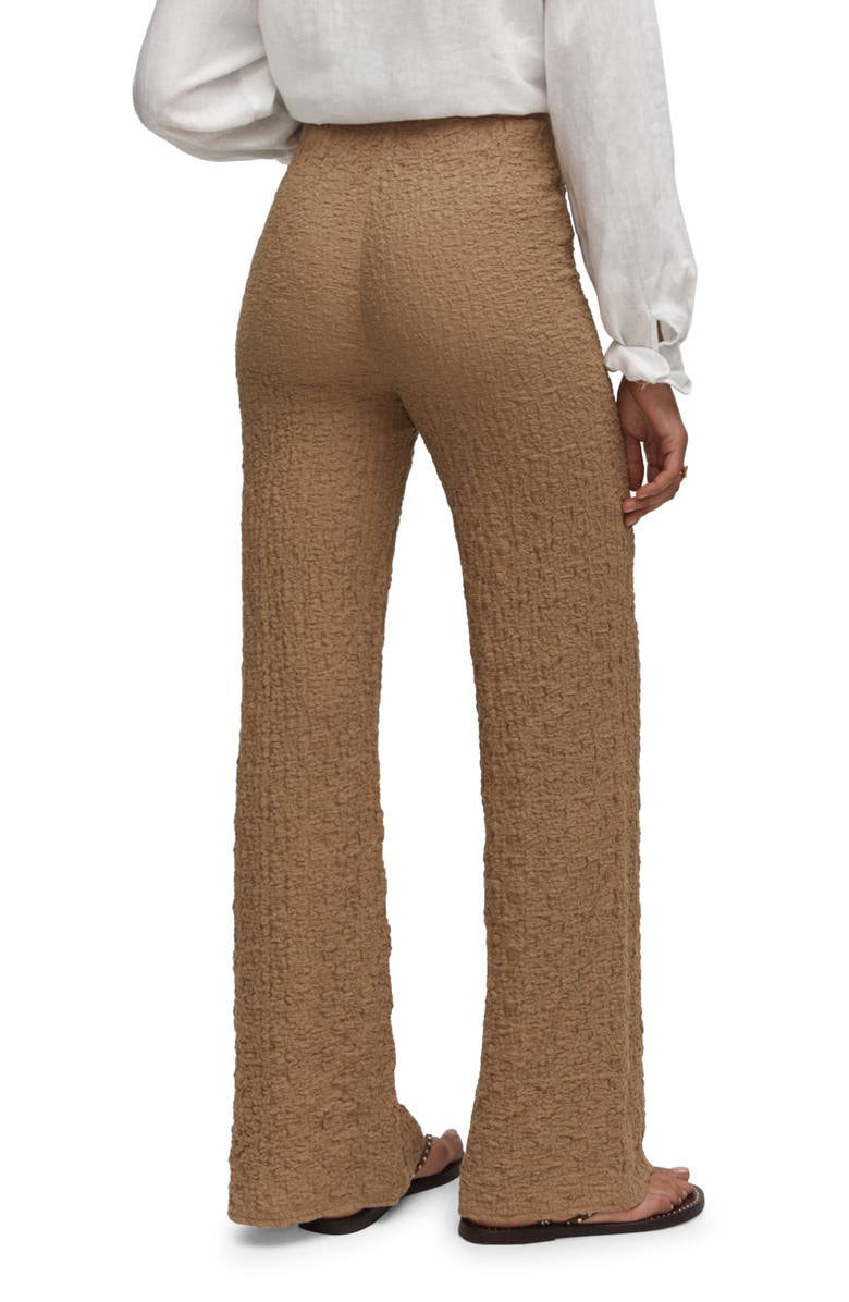 MANGO Textured Cotton Blend Wide Leg Pants, Alternate, color, 