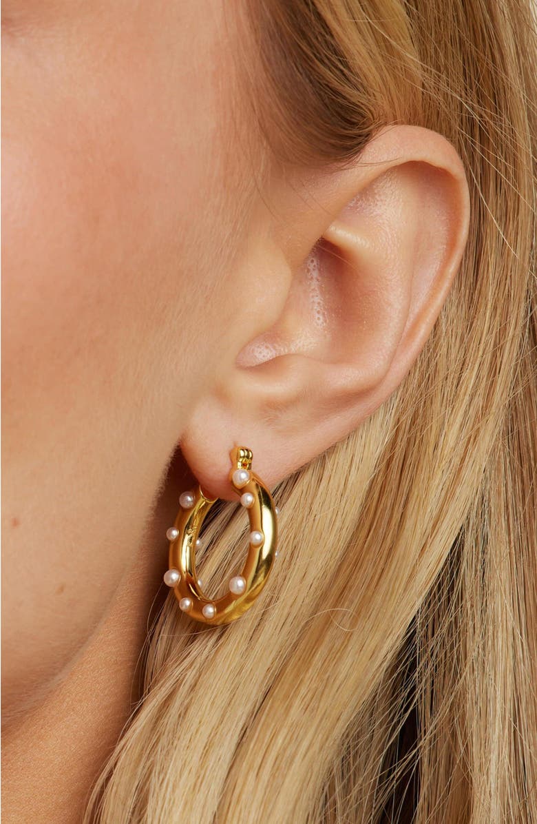 Untamed Petals Paris Pearl Hoops, Alternate, color, Gold