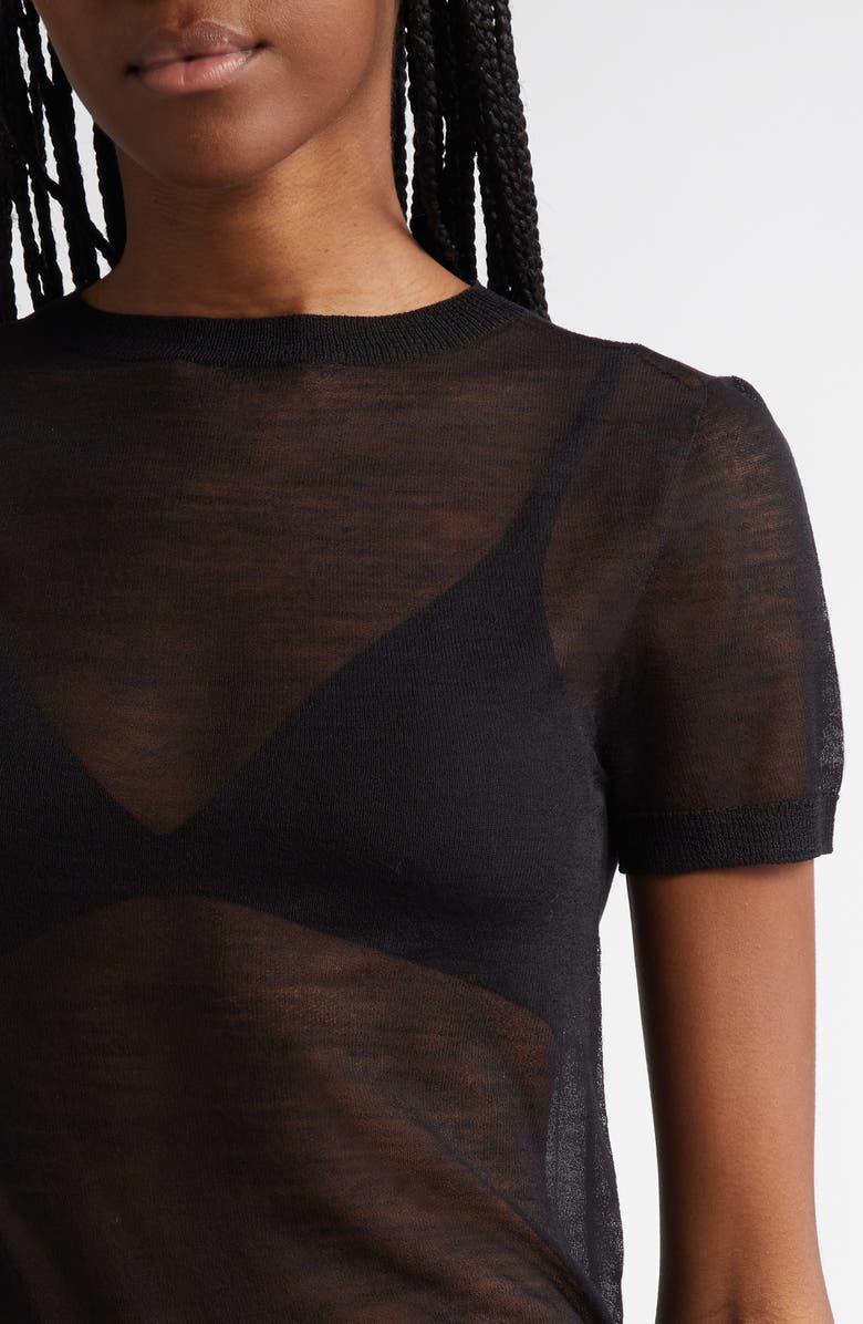 Acne Studios Kemon Seamless Sheer Wool Blend T-Shirt, Alternate, color, 