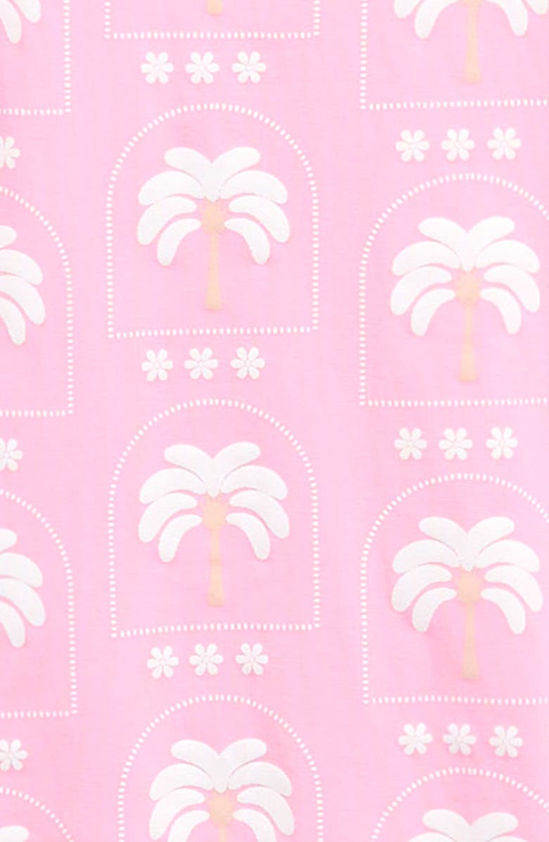 TINY TRIBE Palm Ruffle Stretch Cotton Romper, Alternate, color, Pink