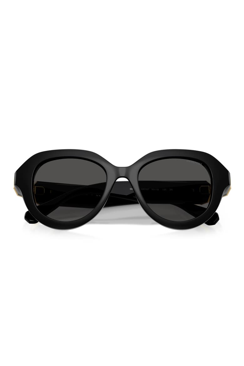 50mm Small Round Sunglasses, Alternate, color, BLACK / DARK GREY