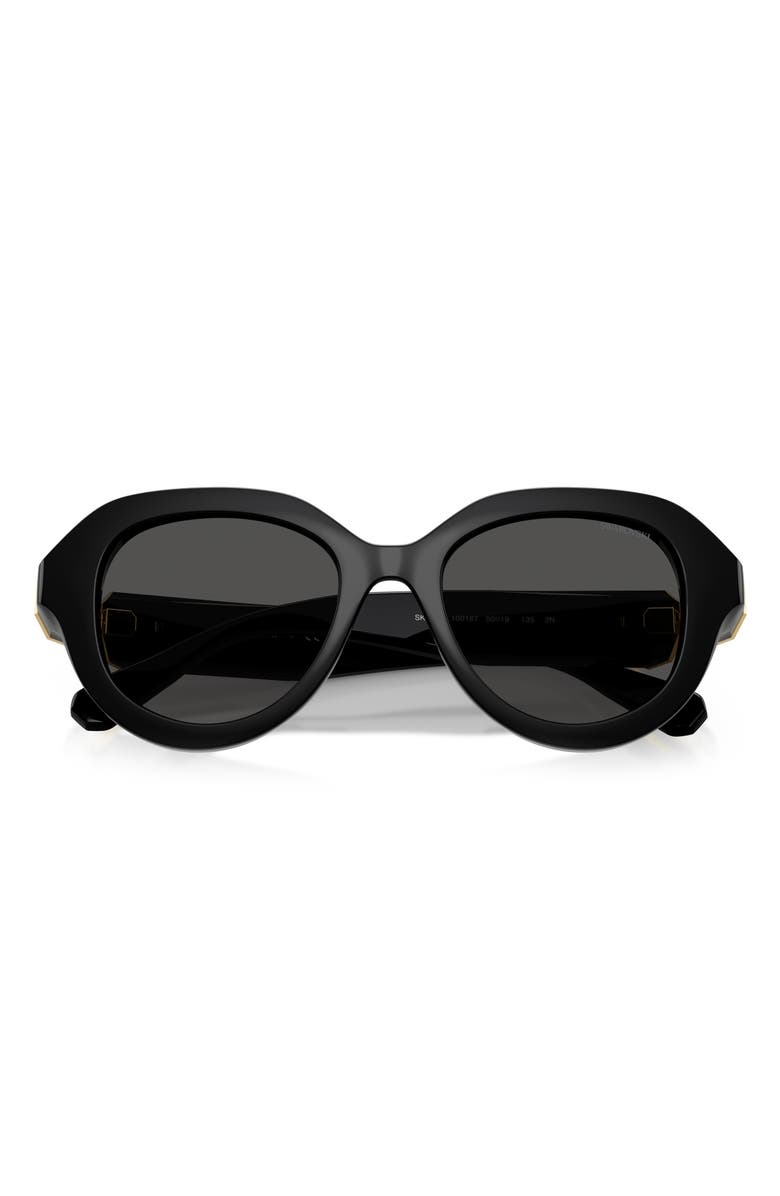 Swarovski 50mm Small Round Sunglasses, Alternate, color, Black / Dark Grey