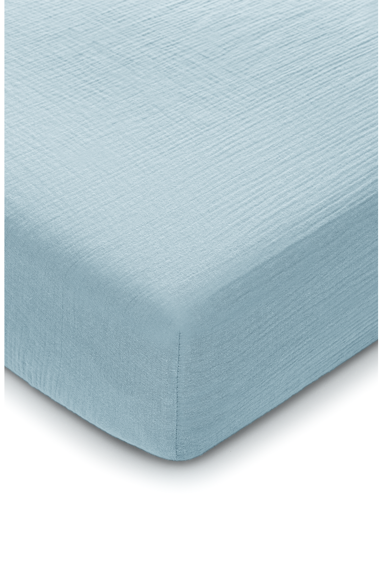Muslin Fitted Crib Sheet, Main, color, Sky Blue