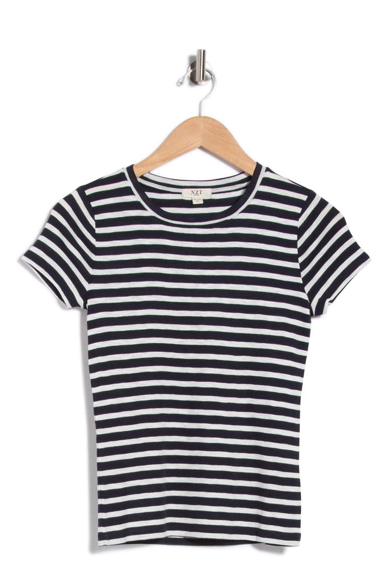 Stripe Crewneck T-Shirt, Main, color, INDIGO MULTI