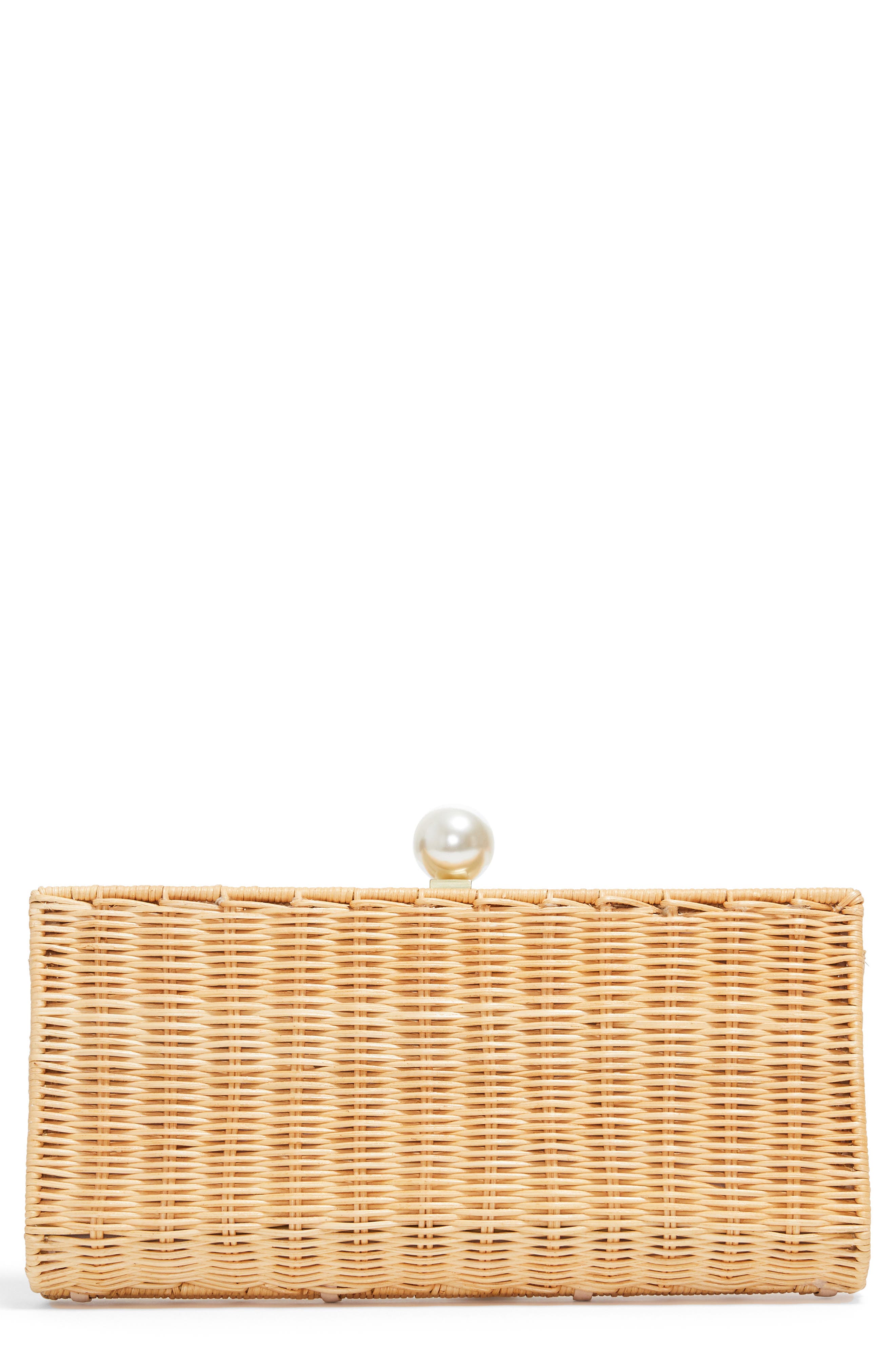 Pamela Munson The Pearl Woven Rattan Clutch, Main, color, Natural