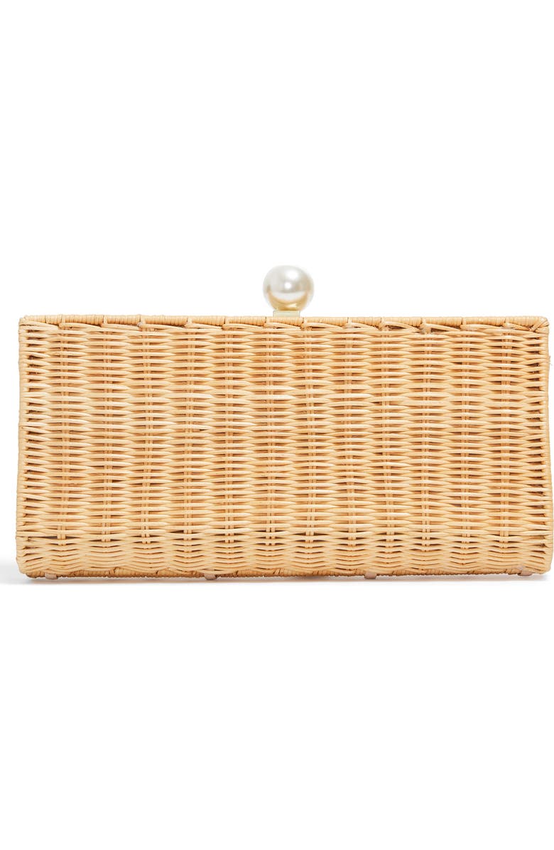Pamela Munson The Pearl Woven Rattan Clutch, Main, color, Natural