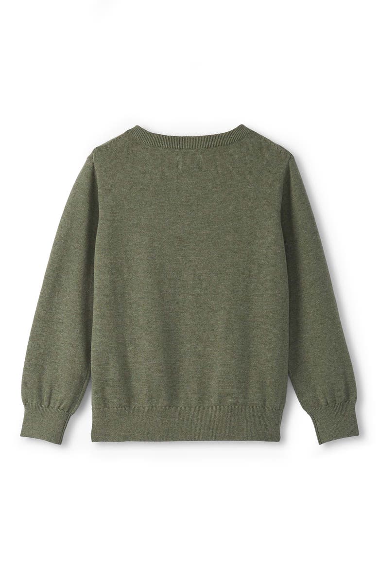 Kids' Intarsia Hunting Dog Cotton Crewneck Sweater, Alternate, color, GREEN
