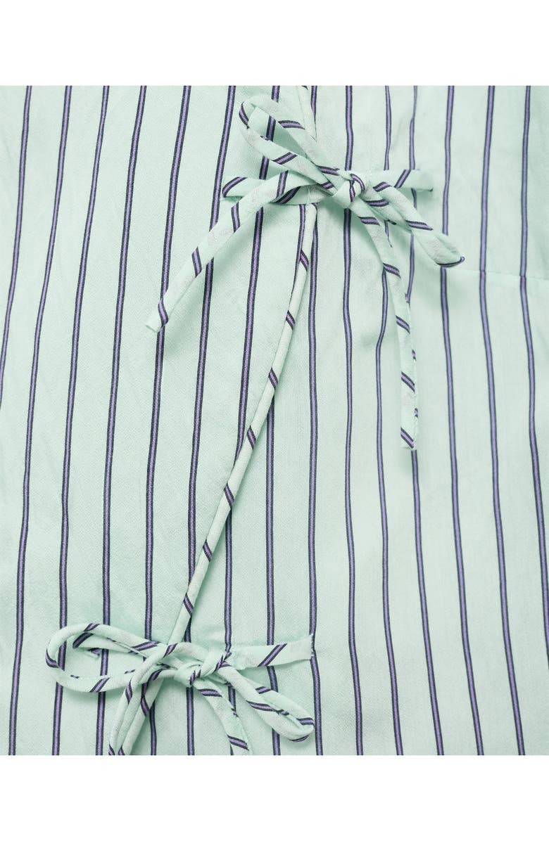 MANGO Stripe Tie Front Top, Alternate, color, Pastel Green