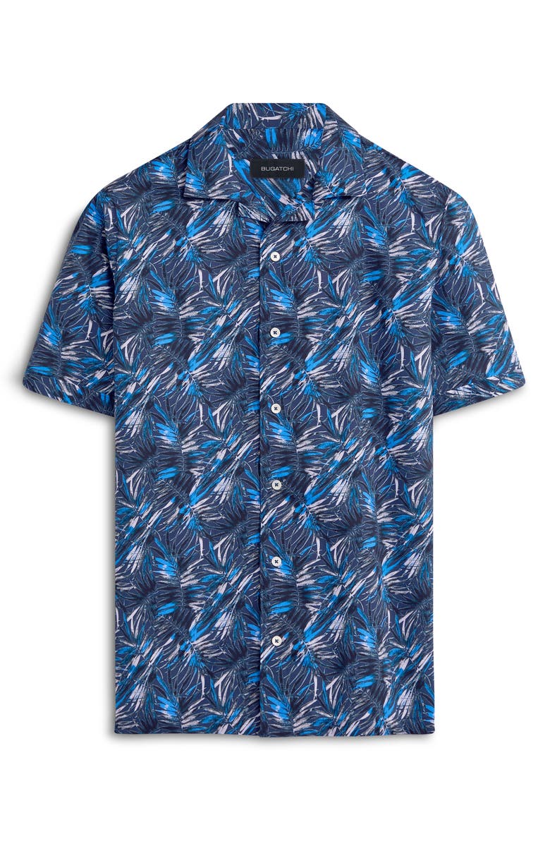 Bugatchi Men's Shaped Fit Print Stretch Cotton Short Sleeve Button-Up Shirt, Alternate, color,