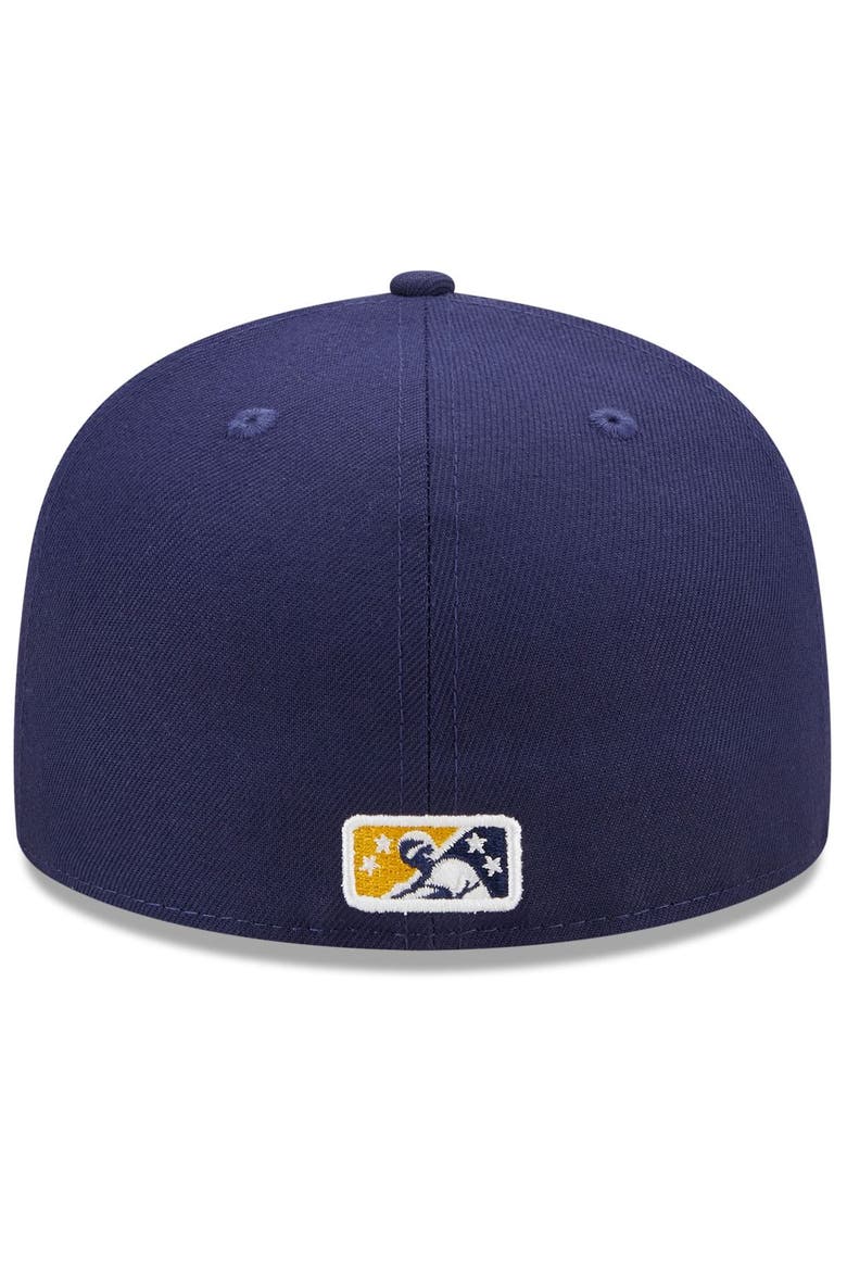 Men's New Era Gold/Navy Montgomery Biscuits Marvel x Minor League 59FIFTY Fitted Hat, Alternate, color, Gold