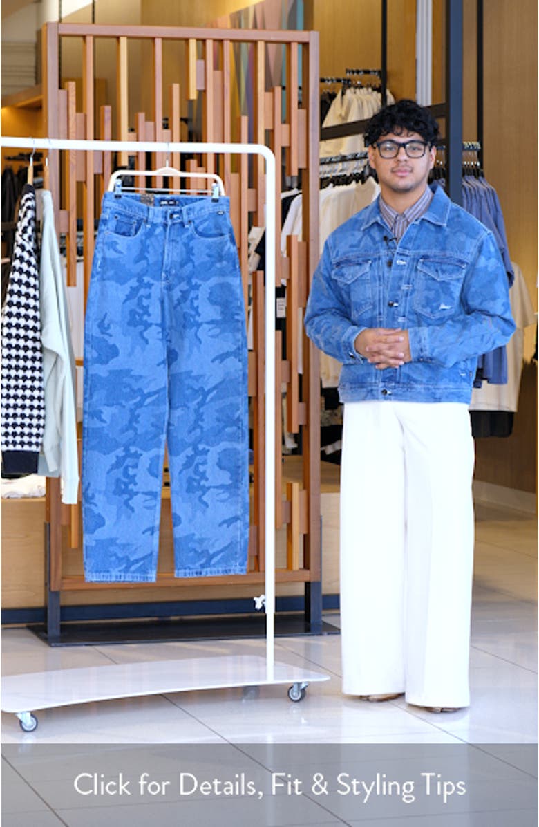 Skate Check-5 Loose Camo Print Denim Jeans, sales video thumbnail