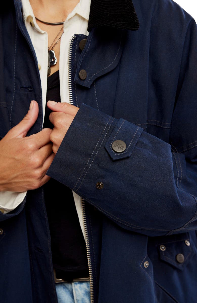 Free People Cori Waxed Cotton Jacket, Alternate, color, Sapphire