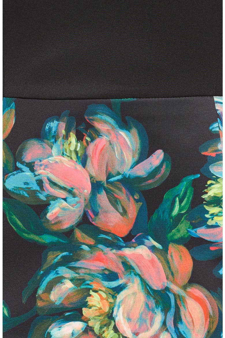 Floral Print Sheath Dress, Alternate, color, BLACK MULTI
