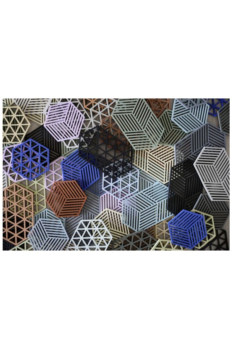 Set of 3 Silicone Trivets, Alternate, color, MIDNIGHT/ BIRCH/ FOG BLUE
