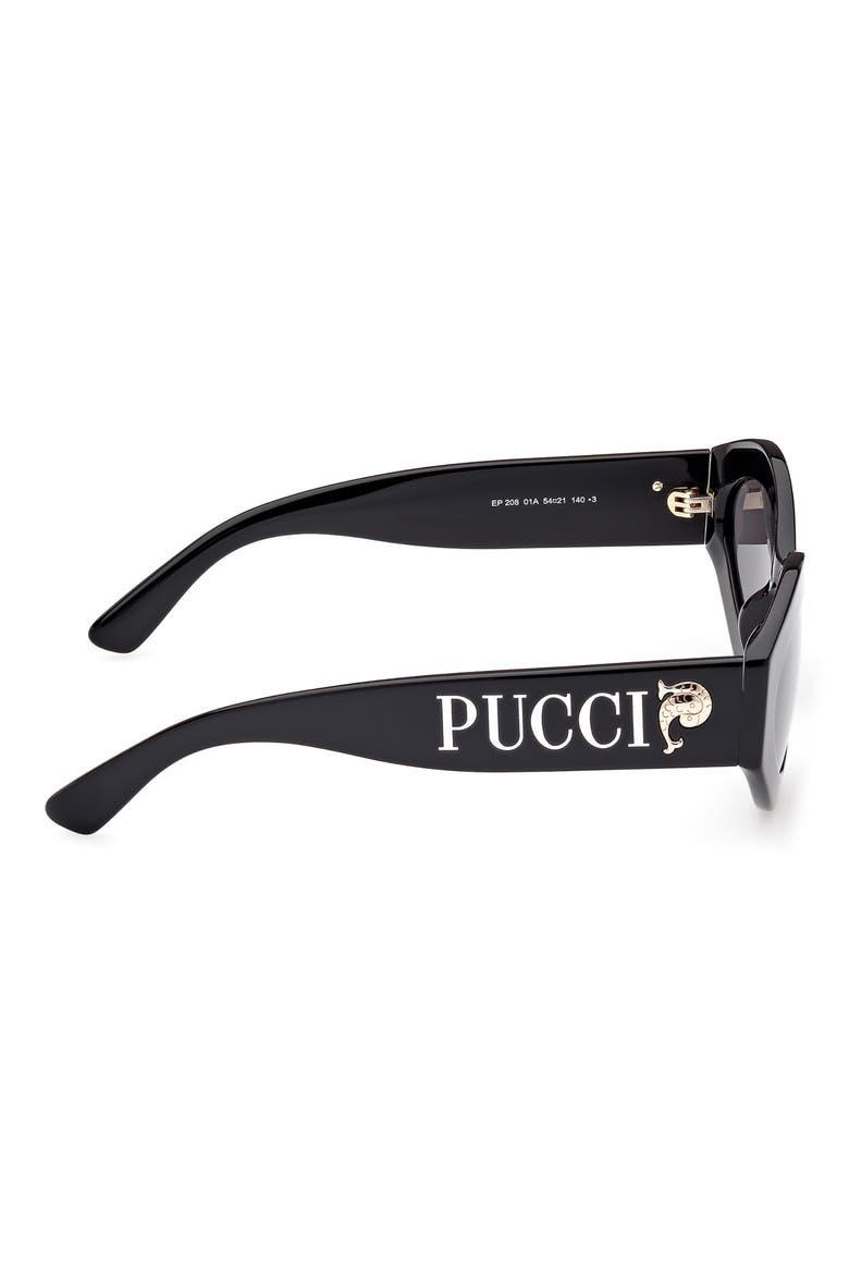 54mm Geometric Sunglasses, Alternate, color, SHINY BLACK / SMOKE
