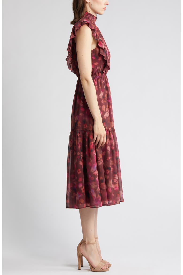Anna Floral Mock Neck Midi Dress, Alternate, color, PINK MULTI