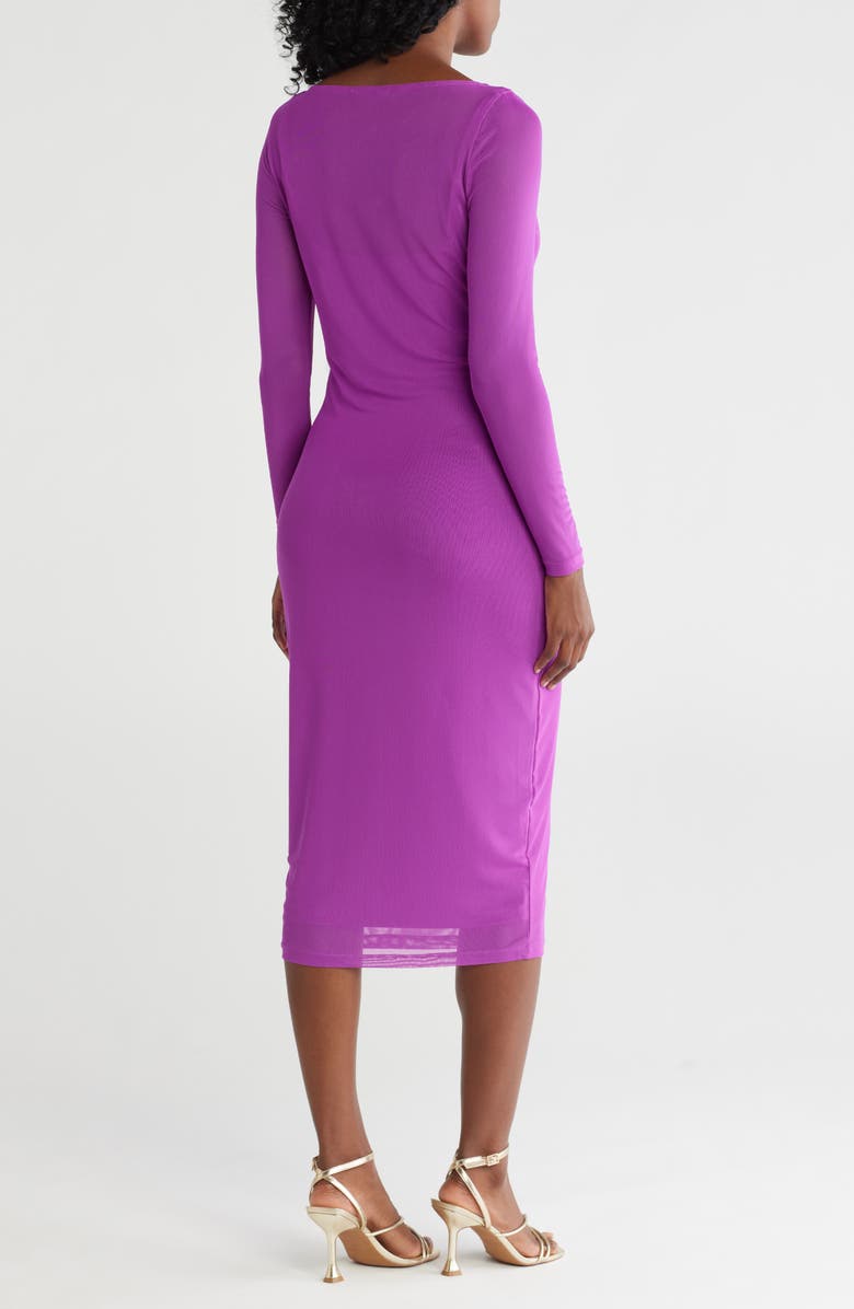 open lace back dress Purple Crew Neck Mesh Midi Dress Plum Shadow / S