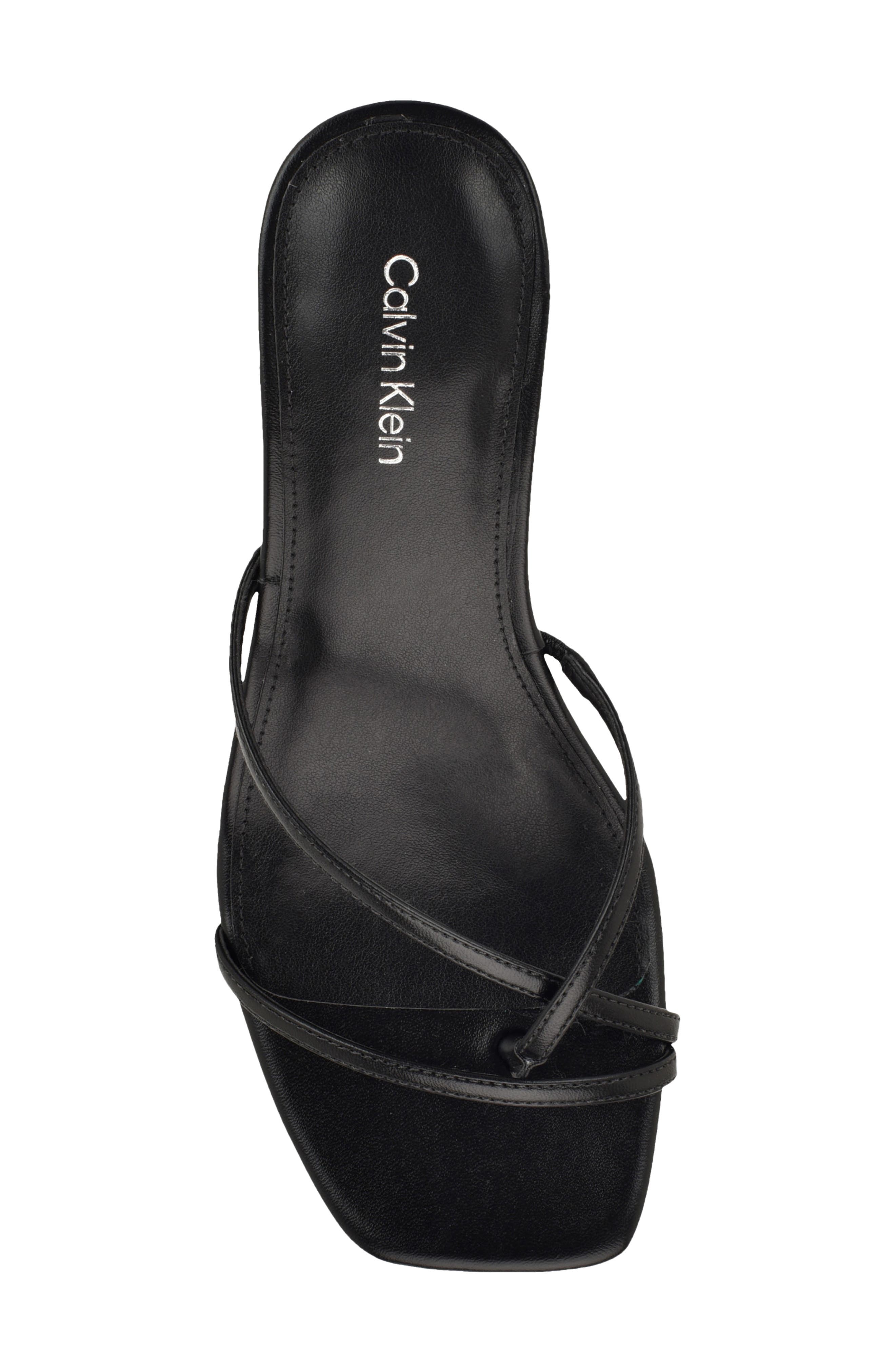 Calvin Klein Axella Toe Loop Sandal, Alternate, color, Black