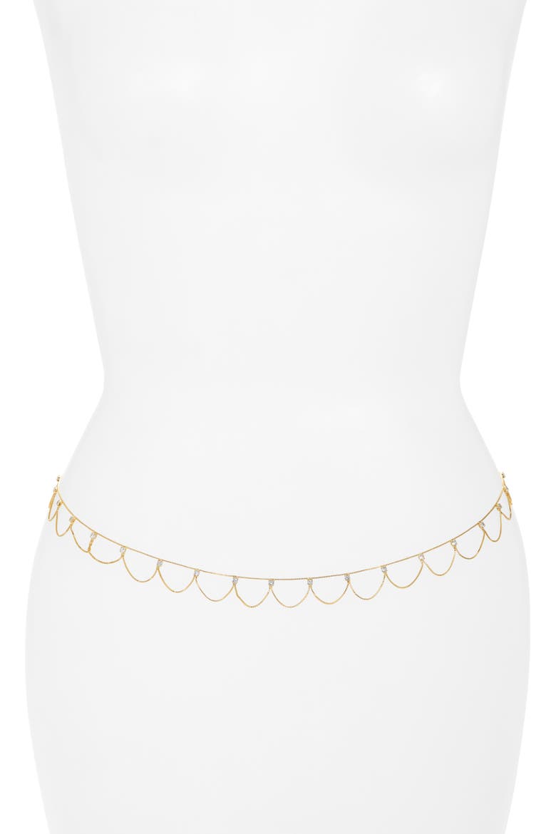 Bad Romance Cubic Zirconia Belly Chain, Main, color, GOLD