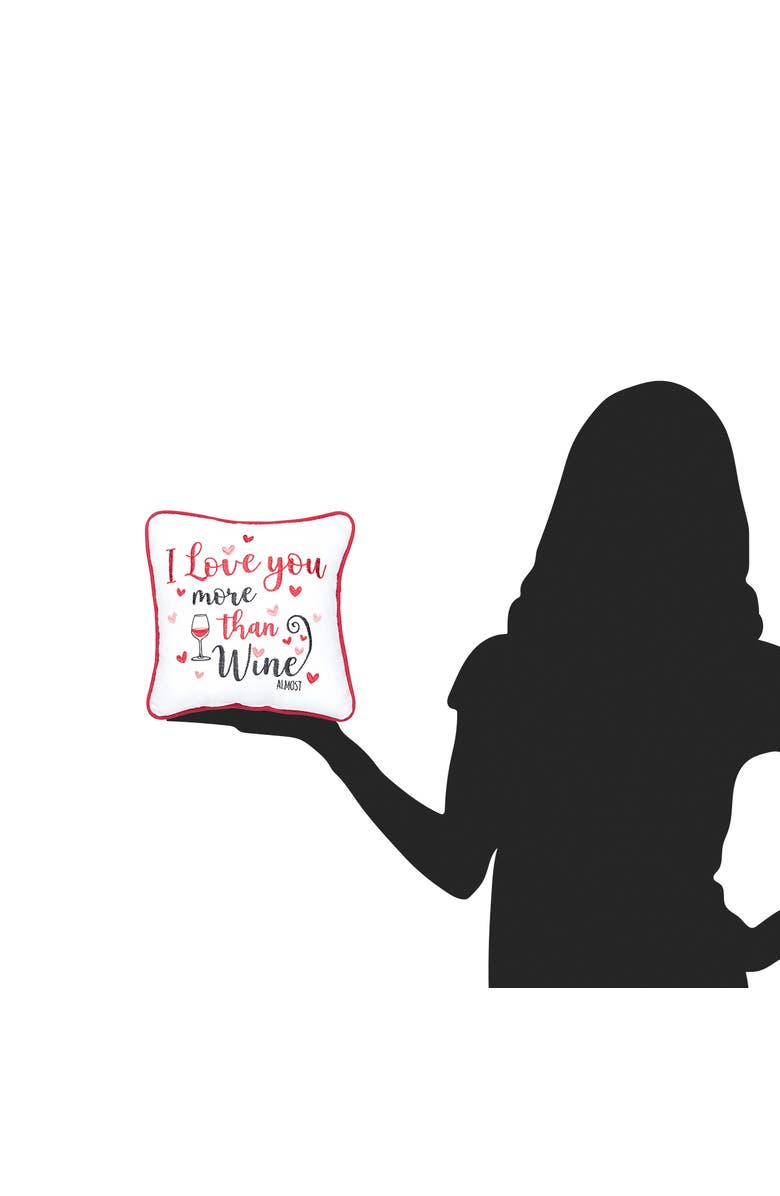 C&F Home "I Love You More Than" Hearts Valentine's Day Cotton Blend Mini Accent Pillow 10" x 10", Alternate, color, White