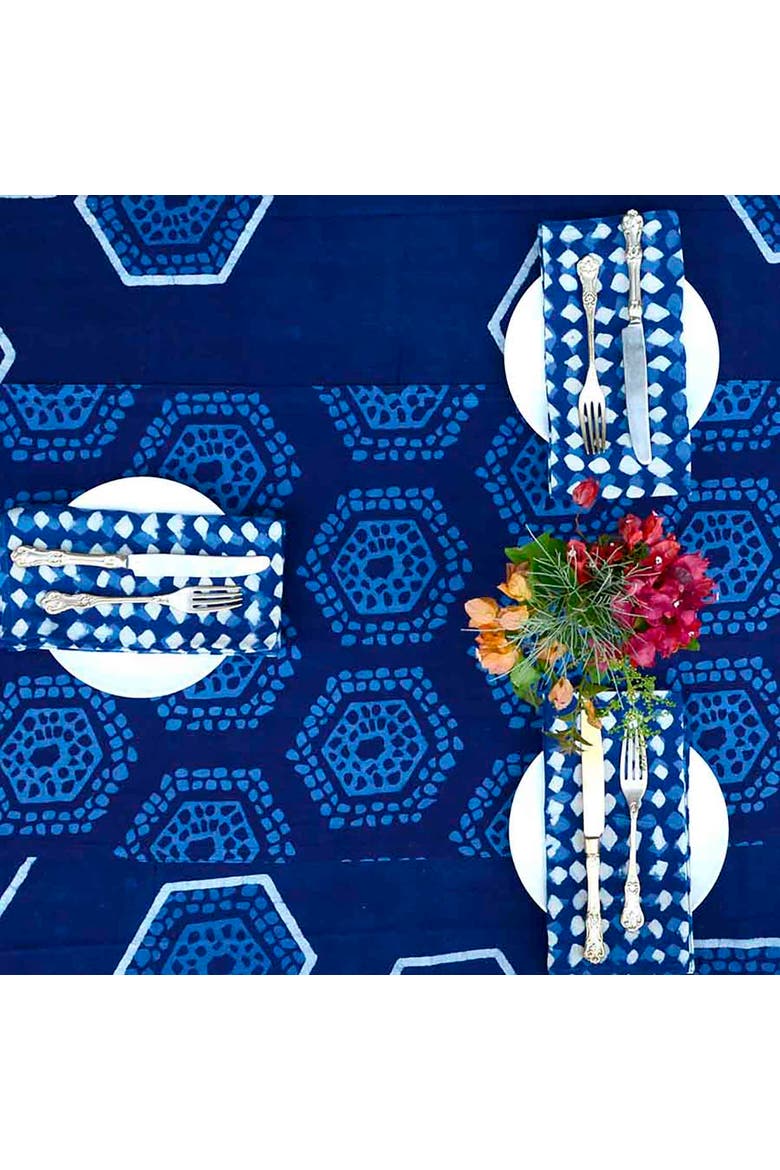 Artisan Printed Cloth Napkins, Alternate, color, Blue