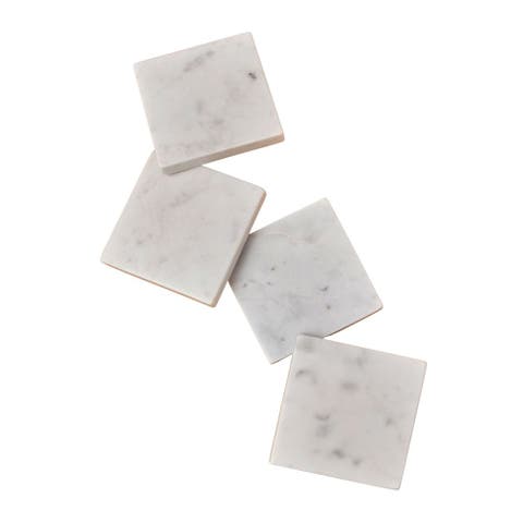 White Marble Square Coasters - Set of 4