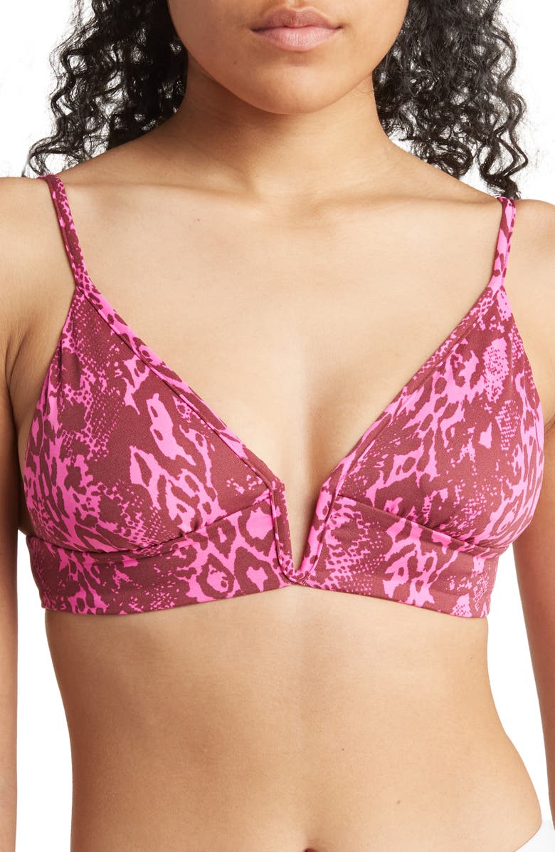 Maaji Mezcal Parade Reversible Longline Triangle Bikini Top, Main, color, 