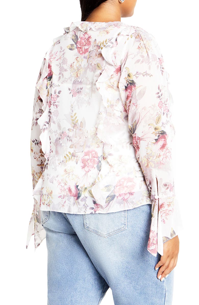 City Chic Sweet Nothings Ruffle Top, Alternate, color, Pastel Floral