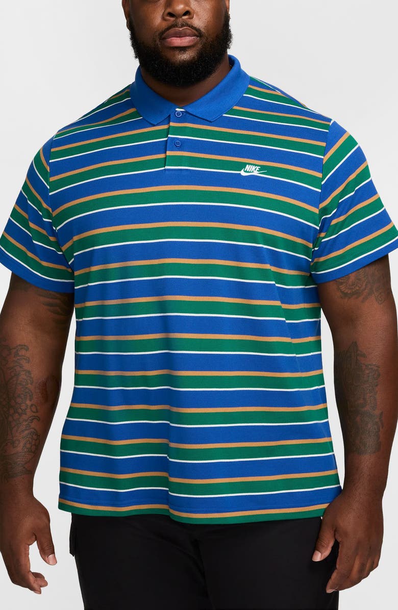 Nike Club Stripe Cotton Polo, Main, color, Game Royal/ White