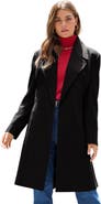 Roaman's Plus Size A Line Belted Wool Blend Coat