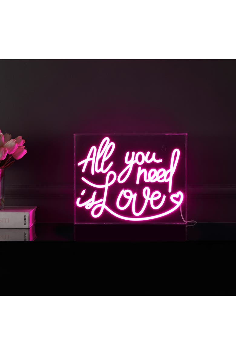 All Contemporary Glam Acrylic Box USB Operated LED Neon Light, Main, color, Pink
