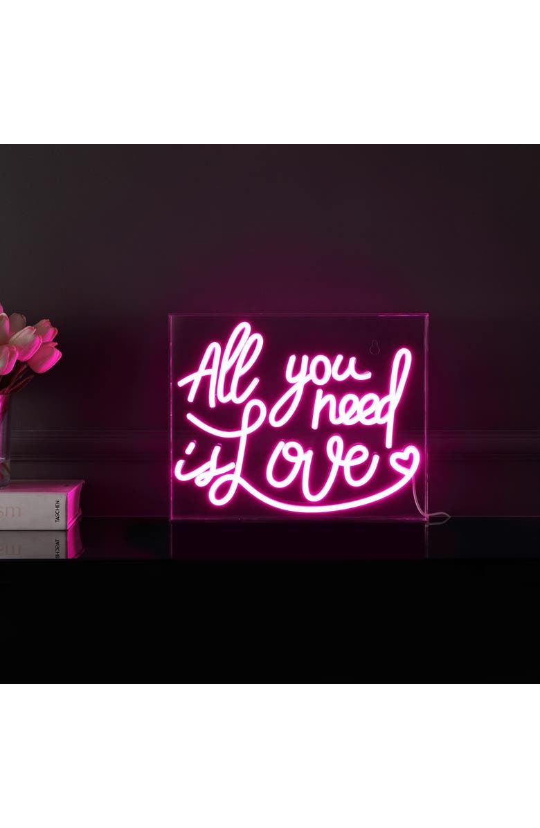 JONATHAN Y All Contemporary Glam Acrylic Box USB Operated LED Neon Light, Main, color, Pink