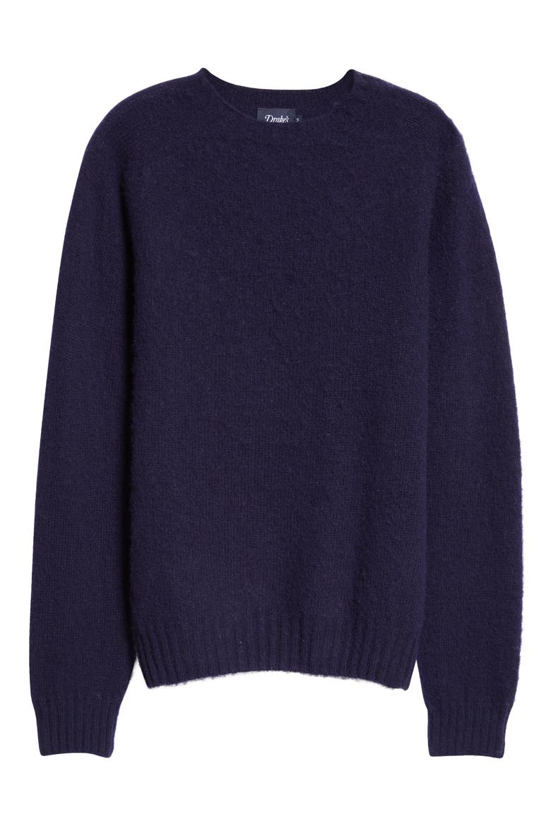 Brushed Shetland Lambswool Crewneck Sweater, Alternate, color, 250 NAVY