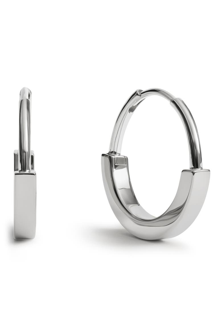 Linear Small Sterling Silver Hoop Earrings, Main, color, STERLING SILVER