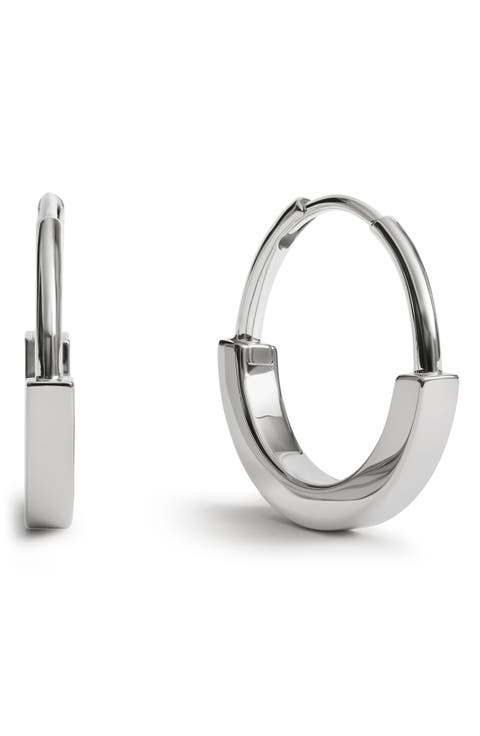 Linear Small Sterling Silver Hoop Earrings