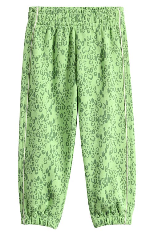 Mini Rodini Kids' Mini Leopard Print Organic Cotton Joggers In Green