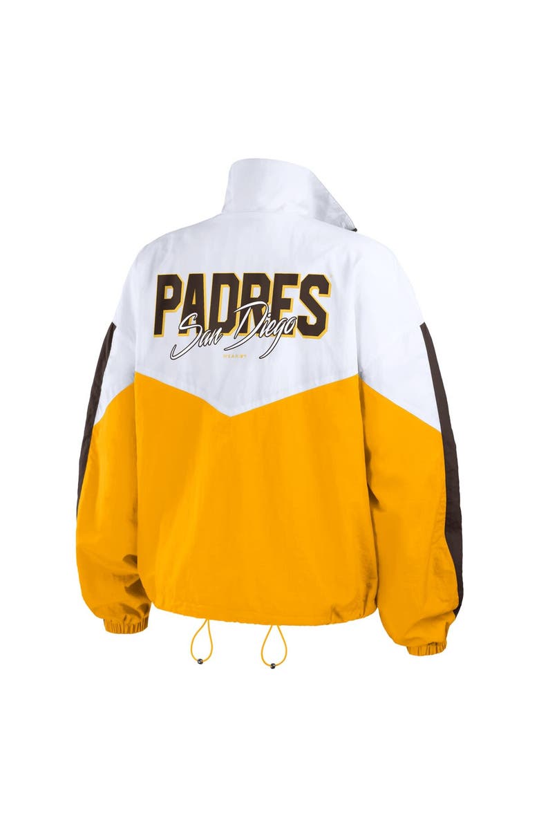 WEAR by Erin Andrews Women's WEAR by Erin Andrews White/Gold San Diego Padres Color Block Full-Zip Windbreaker Jacket, Alternate, color, 