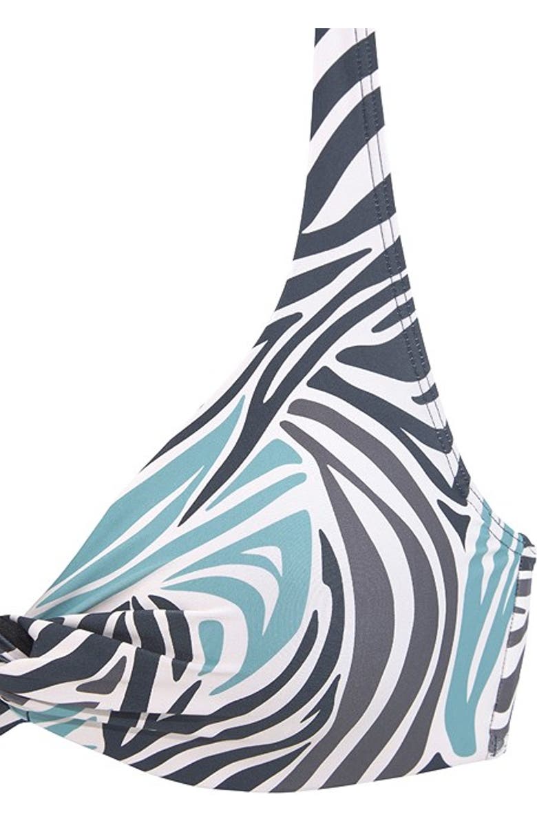 LASCANA Zebra Print Underwire Bikini Top Size 32B, Alternate, color, Turquoise & Black