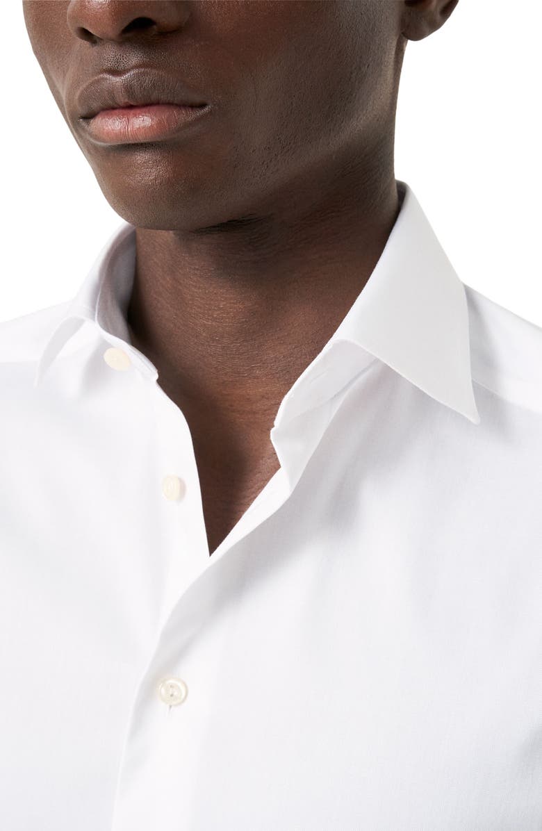 Eton Slim Fit White Cotton Twill Dress Shirt with French Cuffs, Alternate, color, White