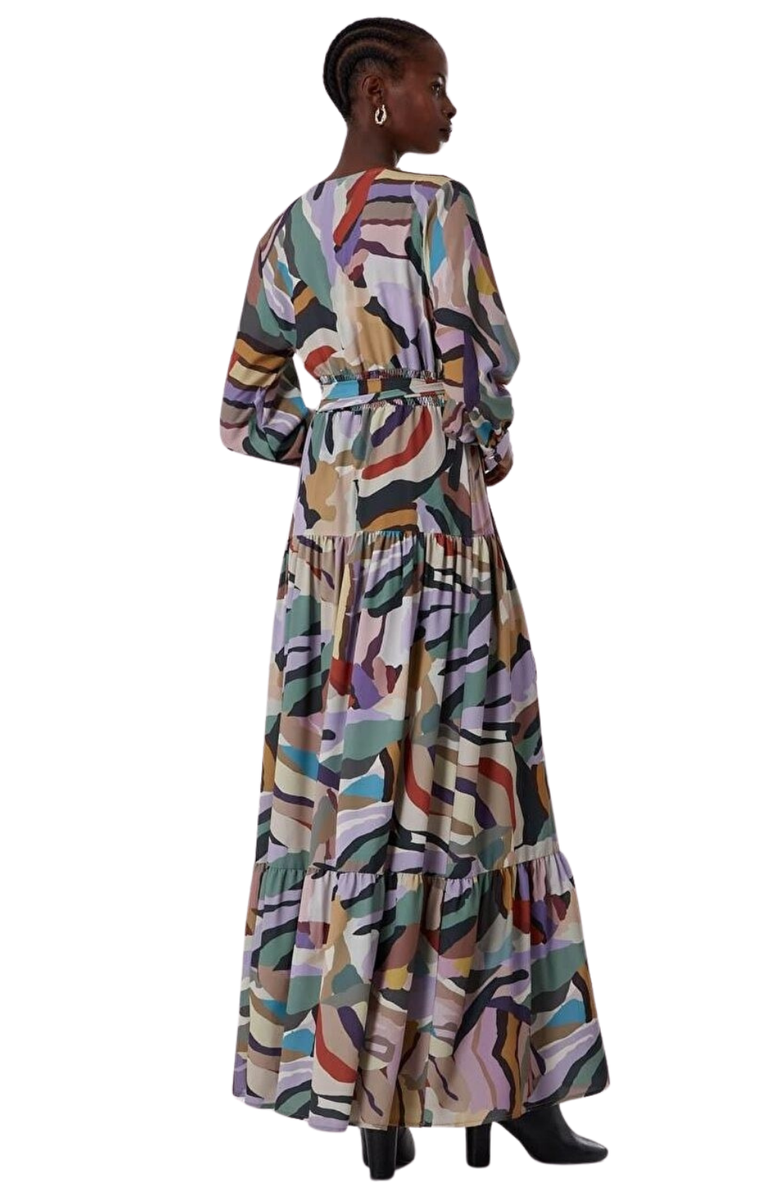 Mizalle Flowy Long Sleeve Maxi Dress, Alternate, color, Mix