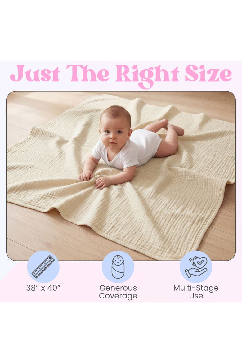 Muslin Baby Blanket, Alternate, color, Green