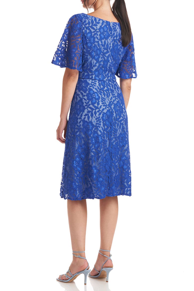 Skye V-Neck Lace Dress, Alternate, color, LAPIS BLUE