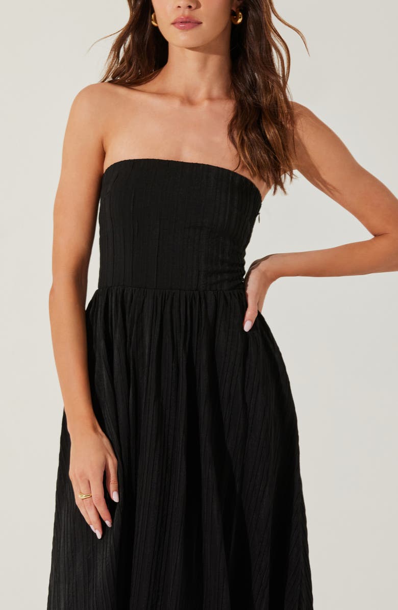 ASTR the Label Strapless Bubble Hem Dress, Alternate, color, Black
