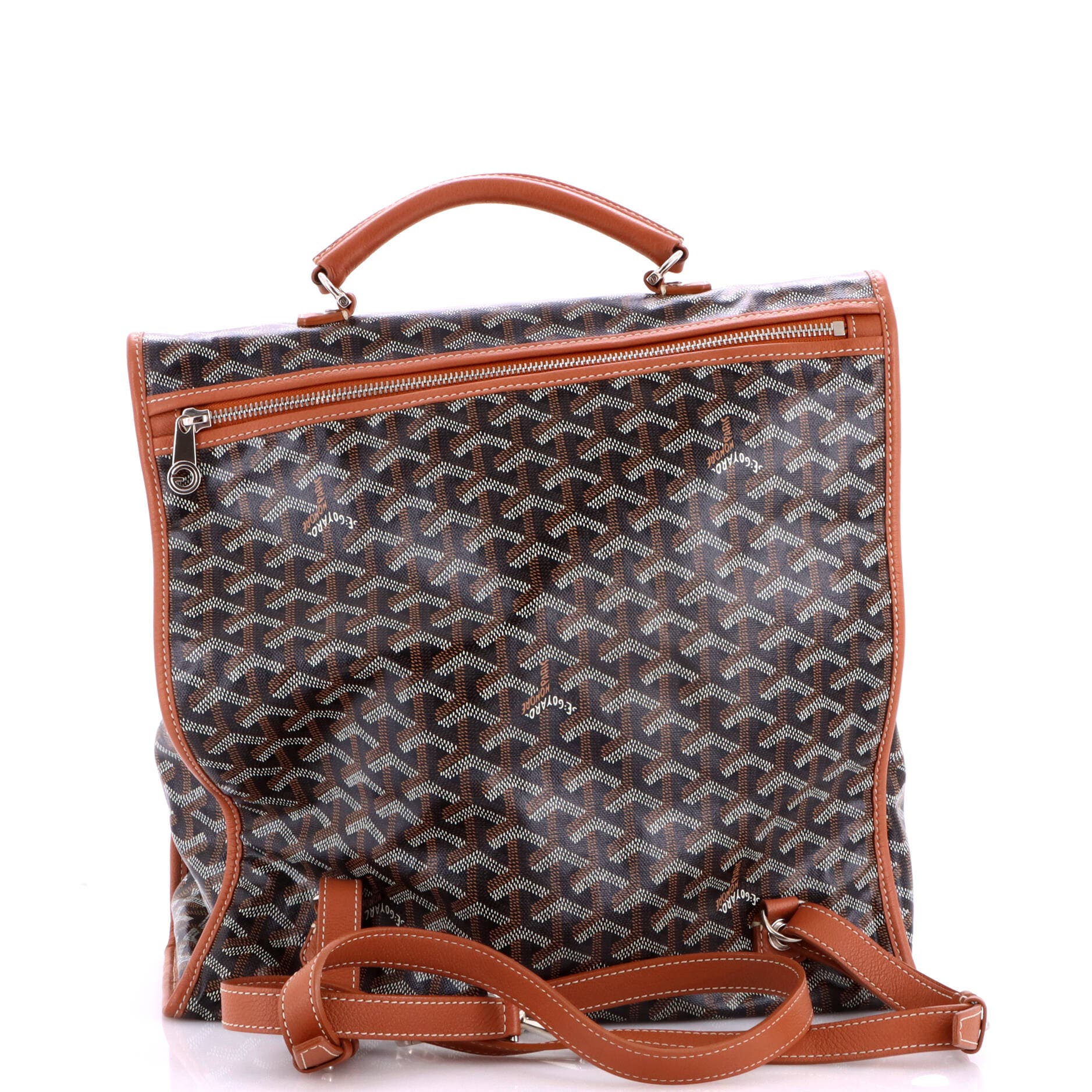 Saint Leger Briefcase Backpack Coated Canvas, Alternate, color, Brown