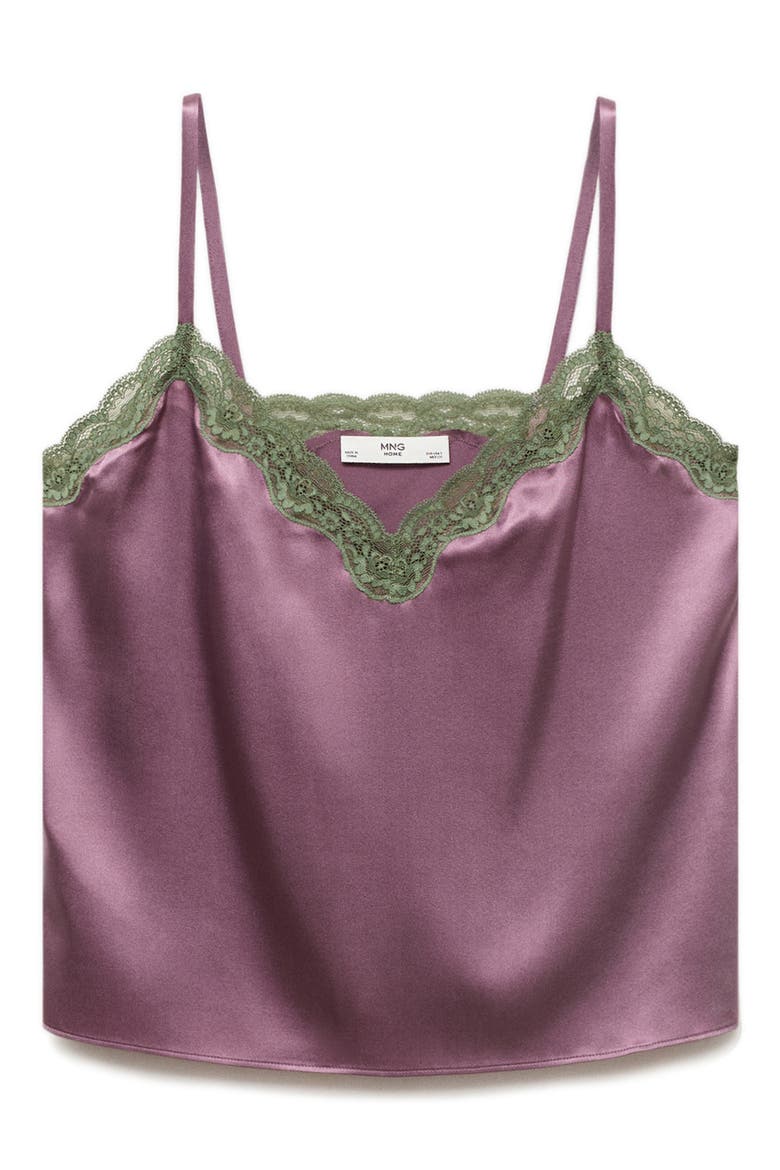 Contrast Lace Silk Camisole, Alternate, color, PLUM