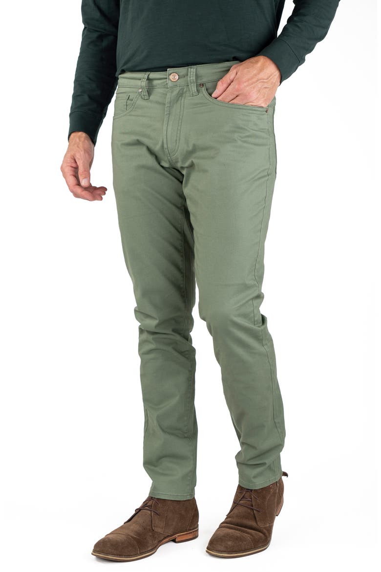 Straight Leg Stretch Cotton Twill Pants, Main, color, LAUREL WREATH
