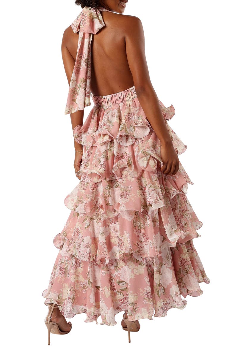 Petal & Pup Bouquet Tiered Halter Dress, Alternate, color, Pink